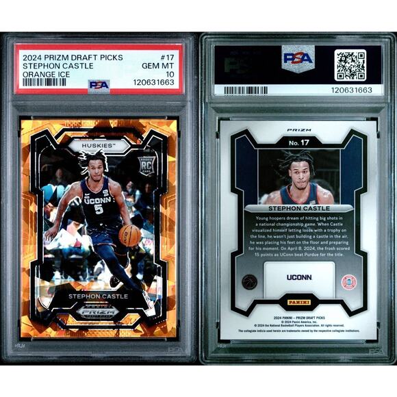 2024 Panini Prizm Draft Picks #17 Stephon Castle RC Orange Ice Prizm PSA 10 GEM - Picture 1 of 3